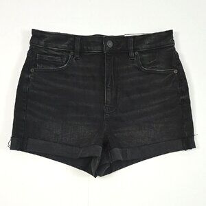 American Eagle Outfitters Women's Black Denim Mom Shorts High Waist Stretch Sz 4